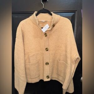 LOFT Tan Button-Up Cardigan
